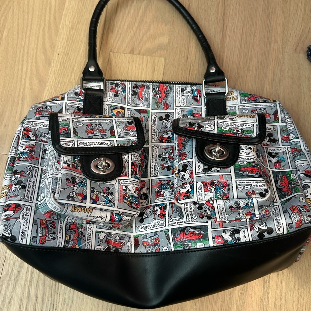Comic Print Women's Shoulder Bag with Black Accents